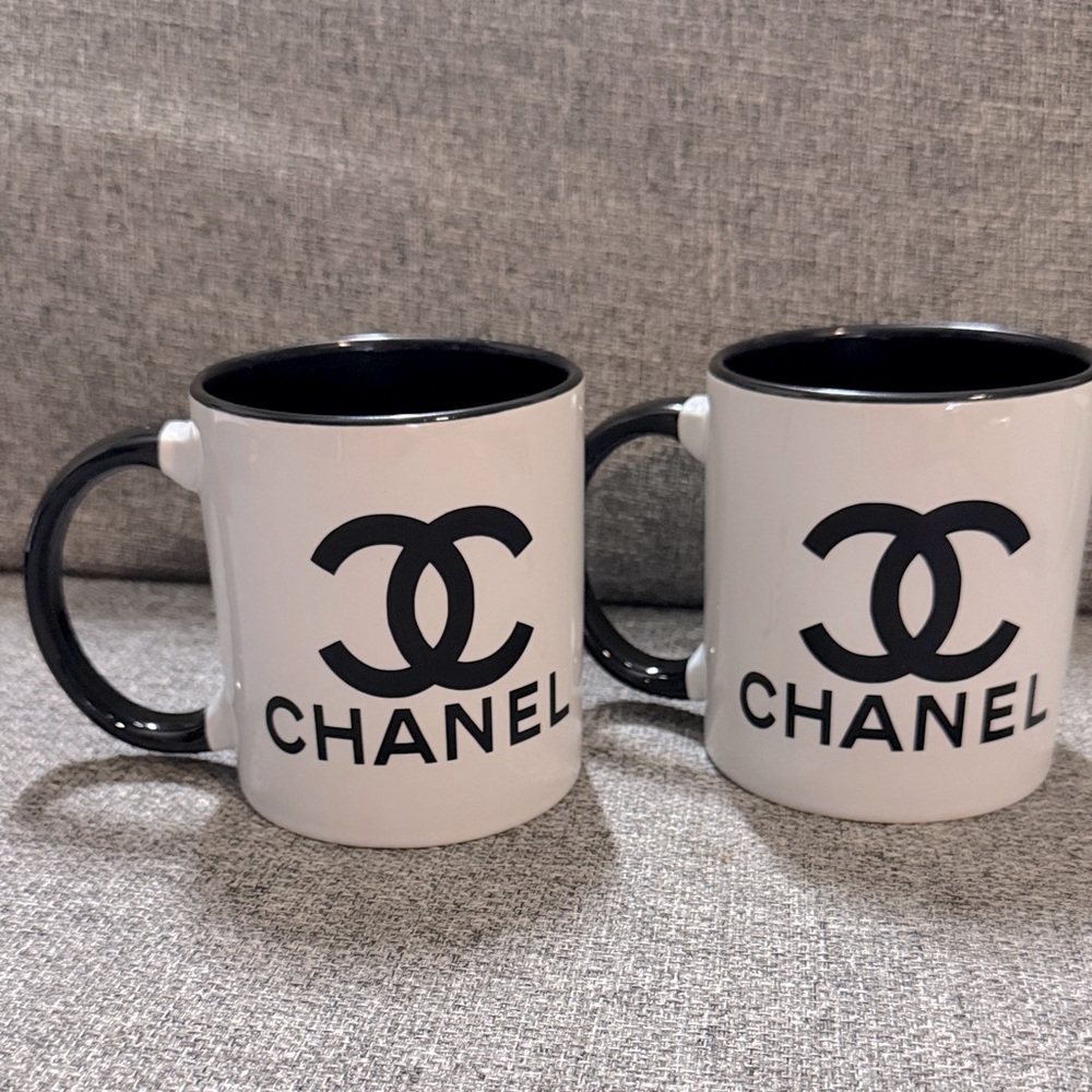 TWO Luxury Black and White Logo Coffee Mugs - Picture 2 of 7